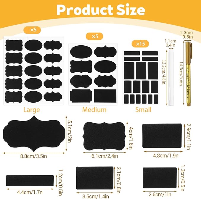 372Pcs Labels for Jars, Chalkboard Labels with 2 Chalk Marker, Waterproof Reusable Chalk Sticker Label for Containers Storage Jars, Bottles Organize Your Home & Kitchen