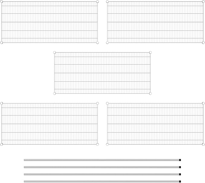 Commercial NSF Listed Chrome Stationary Wire Shelving Kit 24" x 54" x 86", with 5 Shelves Perfect for Warehouse, Walk-in Refrigerator, Freezer, Grocery Store, Restaurant, Dishroom