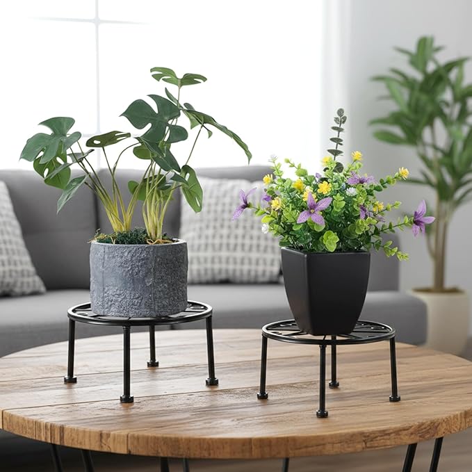 3pcs metal plant stand outdoor metal plant stand for patio plants stands indoor Rustproof wrought iron indoor heavy duty Round plants riser flower pot stands Display Shelf for Indoor Outdoo