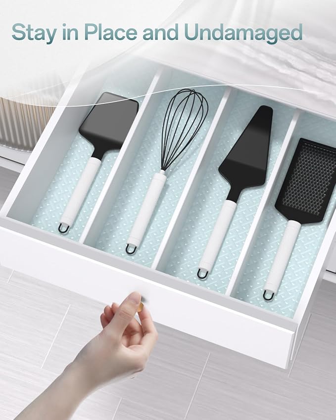 Shelf and Drawer Liner for Kitchen Cabinet, Non-Adhesive 12in x 360in Waterproof Contact Paper Refrigerator Liners Thickened Durable EVA Material Non Slip Mat for Dresser Cupboard Pantry Protector