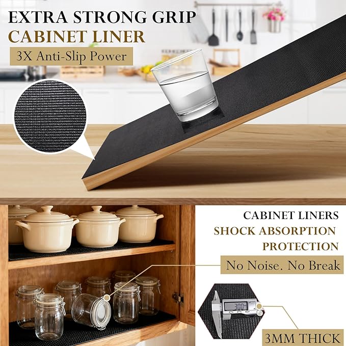 Tool Box Liner Foam Shelf Liner,Toolbox Drawer Liner Foam Mat Thickened Durable Non Slip Pad for Protecting Tools,Kitchen Cabinets,Garage, Work Surfaces,Shelves, 16" W x 193" L, Black