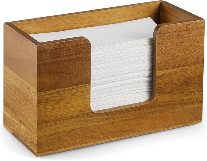 Paper Towel Dispenser Countertop, Acacia Wood Folded Paper Hand Towel Holder for Guest Bathroom, Commercial Tabletop Tissue Dispenser Tray for Multifold C-Fold, Z-Fold, Trifold, 10.31x3.94x6.3 Inches
