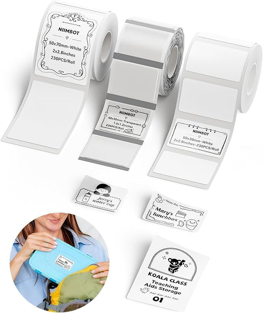 NIIMBOT 3 Rolls Name Tag Stickers for B1 B21 B3S B21Pro Label Maker, Personalized Name Labels for School/Office/Home Storage