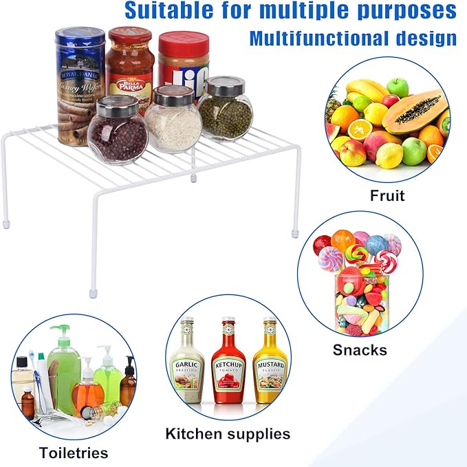 Medium (13.1 x 10.2 Inch) Cabinet Storage Shelf Rack, Shelves，Kitchen Counter and Cabinet Shelf, Storage Rack Organizer for Kitchen, Fridge, Cabinet, Bathroom Cupboard& Pantry (4, White) | Shelves, Kitchen, Fridge, Cabinet