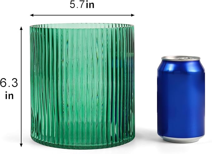 Green Utensil Holder, 6.3" Glass Kitchen Utensil Holder for Countertop, Large Cooking Utensil Holders for Kitchen Counter, Utensil Crocks for Farmhouse Decor