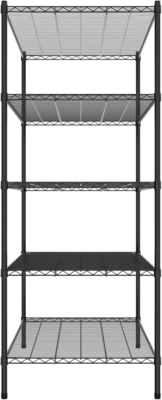Commercial NSF Listed Black Epoxy Stationary Wire Shelving Kit 30" x 48" x 74", with 5 Shelves Perfect for Warehouse, Walk-in Refrigerator, Freezer, Grocery Store, Restaurant, Dishroom