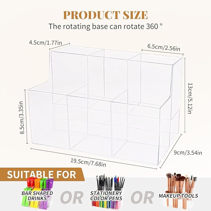 2-Tier Drink Packet Organizer, Acrylic Water Flavor Packet Holder with 6 Compartments, Stackable Drink Mix Organizer for Pantry, Kitchen Cabinet & Countertop Storage