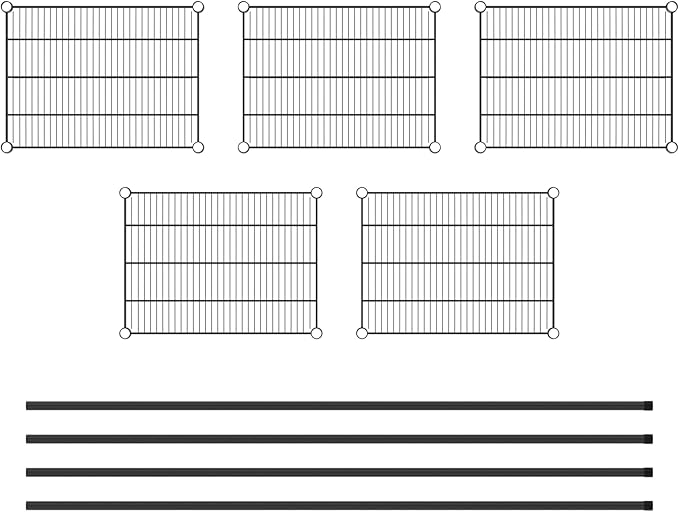 Commercial NSF Listed Black Epoxy Stationary Wire Shelving Kit 18" x 24" x 74", with 5 Shelves Perfect for Warehouse, Walk-in Refrigerator, Freezer, Grocery Store, Restaurant, Dishroom