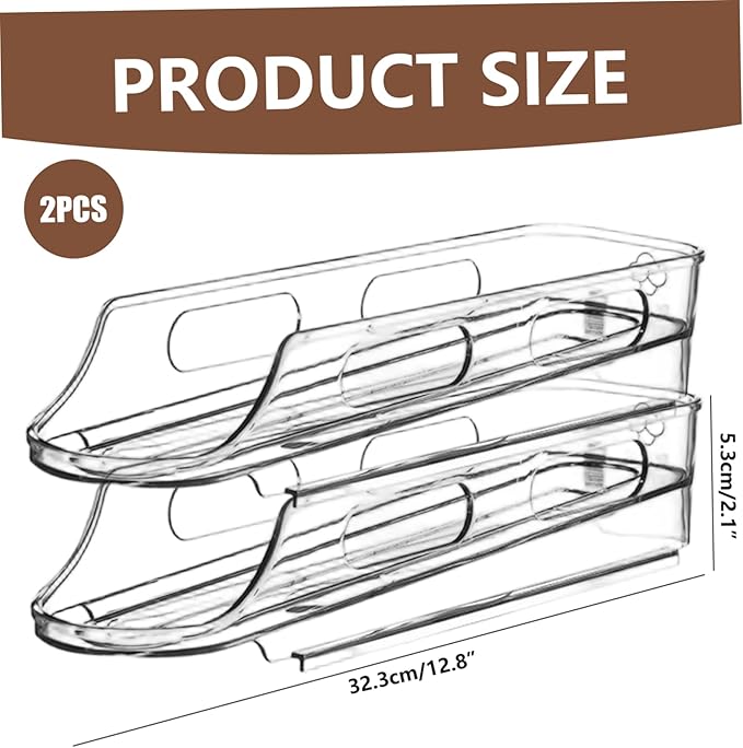 Egg Holder for Fridge, 2 Tier Automatic Scrolling Egg Storage Stackable Space-Saving Clear Plastic Fridge Container for Kitchen Restaurant