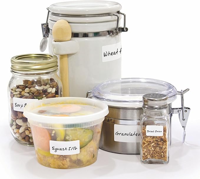 Erasable Food Labels 4-Pack Starter Kits With Pen & Erasers, Reusable Label Multi-Color, Freezer, Microwave & Dishwasher Safe Kitchen Tool for All-Purpose Meal Organization by Jokari
