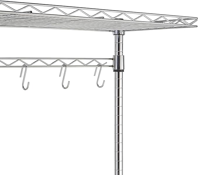 Amazon Basics Kitchen Storage Baker's Rack with Removable Top, Chrome/Beige, 18"D x 24" W x 59"H
