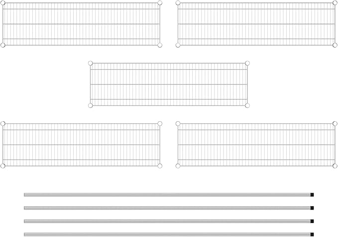 Commercial NSF Listed Chrome Stationary Wire Shelving Kit 14" x 48" x 86", with 5 Shelves Perfect for Warehouse, Walk-in Refrigerator, Freezer, Grocery Store, Restaurant, Dishroom
