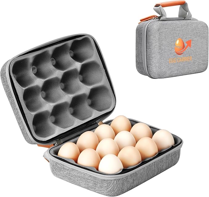HYLCWTH 12 Slots Outdoor Egg Containers With Lid, Reusable Egg Cartons With Handle, Shockproof Storage Egg Carrier For Party Picnic Travel, Portable Holder Protection Egg Box