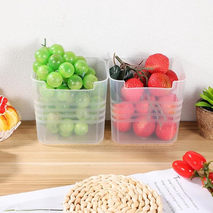 Zerodeko 2Pcs Fridge Side Door Storage Boxes Translucent Refrigerator Organizer Bins for Kitchen Essentials and Condiments Space Saving