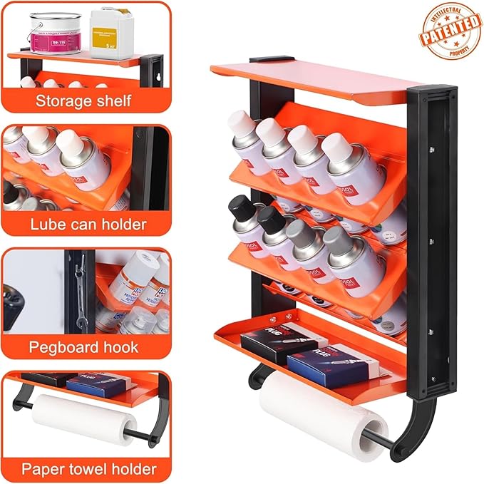 WALMANN Wall Mounted Spray Paint Can Holder, Heavy Duty Metal Can Storage Rack for Garage, Holds Up to 100 lbs(Pack of 2)