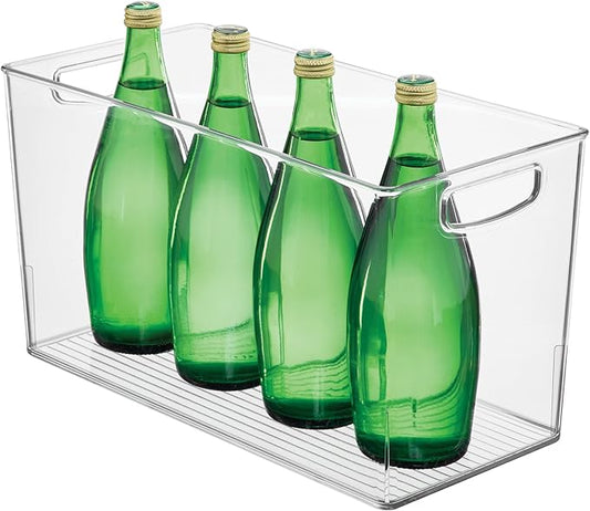 iDesign Pantry Bin with Handles - Kitchen Storage Bins for Cabinets, Pantry, or Fridge - Clear