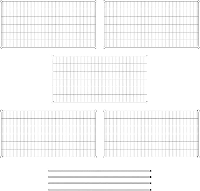 Commercial NSF Listed Chrome Stationary Wire Shelving Kit 30" x 60" x 64", with 5 Shelves Perfect for Warehouse, Walk-in Refrigerator, Freezer, Grocery Store, Restaurant, Dishroom