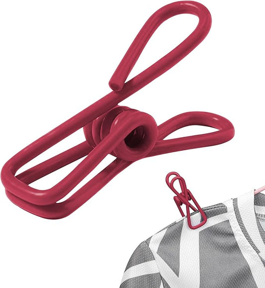 Multipurpose Metal Bag Clips - 2 Inch Colorful Sealer for Sealing Food, Paper Holder, Clothesline Clip for Laundry Hanging, Kitchen Bags (Red, 10PCS)