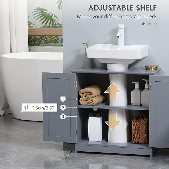 Generic Pedestal Sink Bathroom Cabinet with 2 Doors, Under Sink Storage, Adjustable Shelf, White, 23.5" L x 11.75" W x 23.5" H