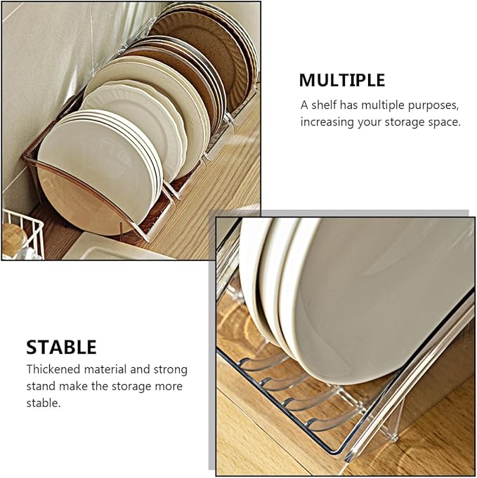 DECHOUS 2pcs Pot Lid Holder and Storage Rack, Vertical Kitchen Cabinet Organizer, Space-saving Tableware Storage Stand for Pan Covers and Dishware, Household Kitchen Supply Random Color