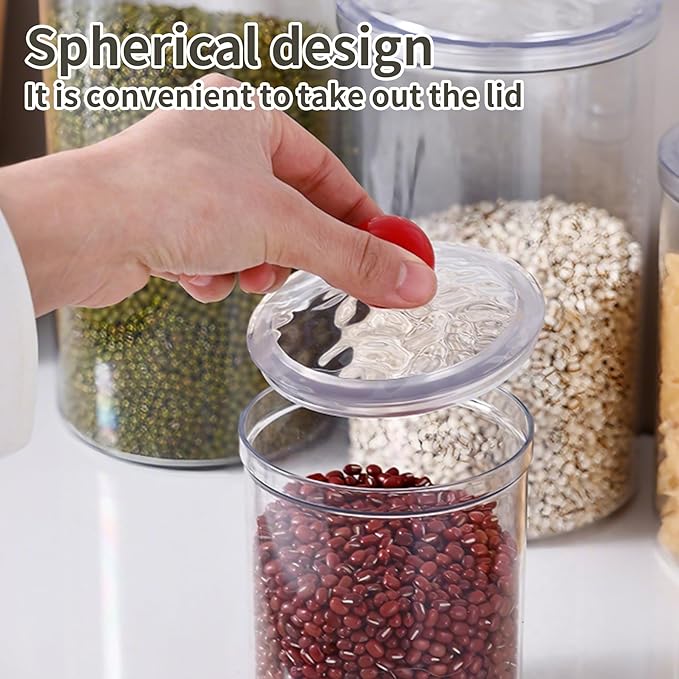 Set of 3 Airtight Food Storage Canisters with Lids, Thickened Clear Leakproof Kitchen Jars, 0.9L, 1.4L, 2L, Pantry Organization Containers for Coffee, Sugar, Flour, Pasta, Rice and Cereal