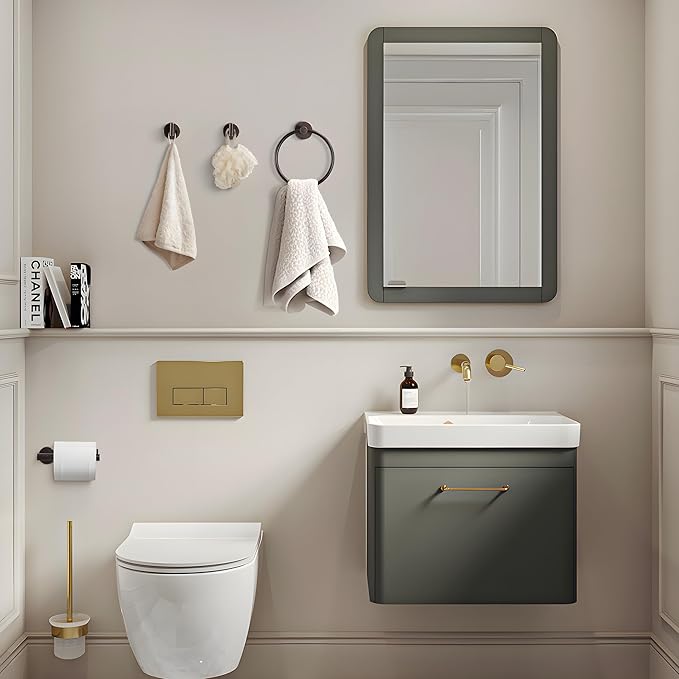 WINCASE Bronze Toilet Paper Holder, Towel Holder Oil Rubbed Towel Hooks, Bathroom Hand Towel Ring Toilet Paper Roll Holder Robe Hook Wall Mount, Farmhouse Stainless Steel Bathroom Accessories