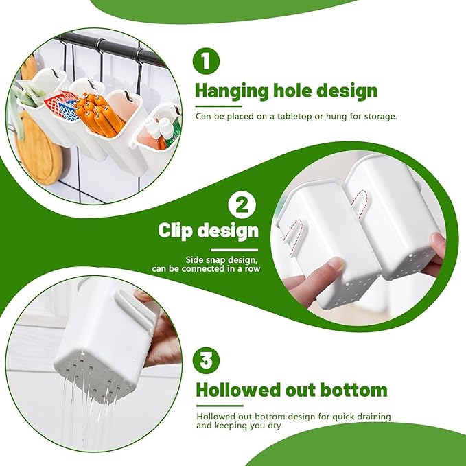 6 Pieces Refrigerator Door Organizer, Plastic Refrigerator Side Door Storage Containers with Side Snap, BPA-Free, Space-Saving Organizer Bins for Refrigerator, Kitchen Cabinet, Bathroom (White)
