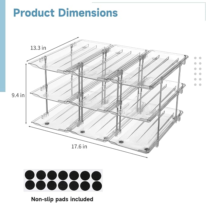 Can Organizer for Pantry, Clear 3-Tier Storage Rack, Stackable Beer and Beverage Can Holder, Transparent Can Dispenser, Flexible Modular Setup, Easy Installation
