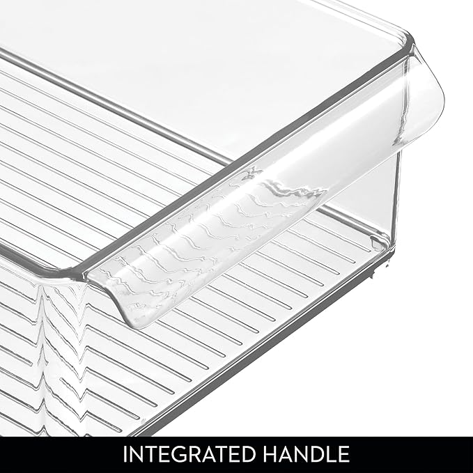 iDesign Large Stackable Fridge or Freezer Bin with Front Handle - Set of 6 - Clear - Made in USA
