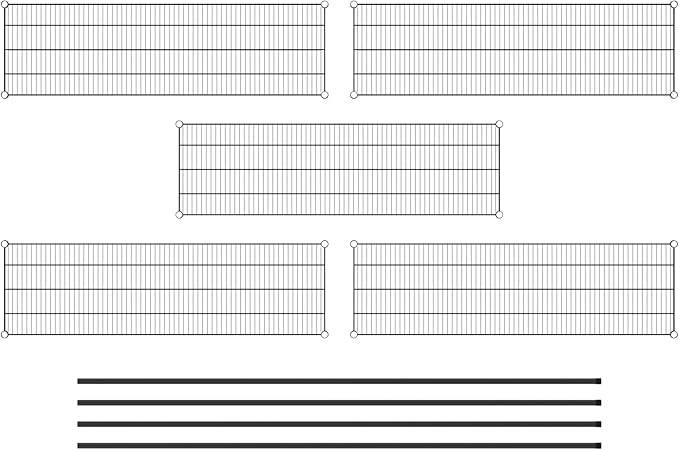 Commercial NSF Listed Black Epoxy Stationary Wire Shelving Kit 18" x 60" x 96", with 5 Shelves Perfect for Warehouse, Walk-in Refrigerator, Freezer, Grocery Store, Restaurant, Dishroom