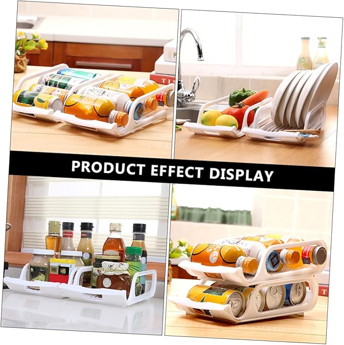 DOITOOL 4pcs Stackable Refrigerator Drink Storage Rack for Beverage Bowl Vegetable Holder Cold Storage Organizer for Fridge Efficient Vertical Practical Design