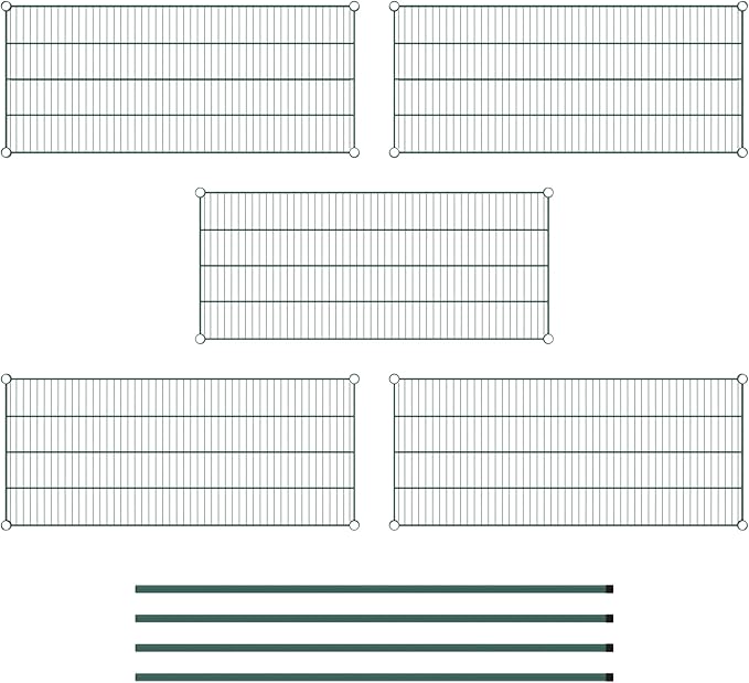 Commercial NSF Listed Green Epoxy Stationary Wire Shelving Kit 21" x 48" x 64", with 5 Shelves Perfect for Warehouse, Walk-in Refrigerator, Freezer, Grocery Store, Restaurant, Dishroom