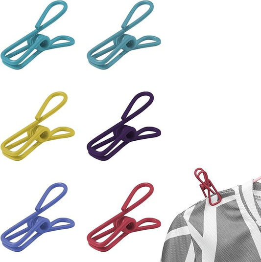 Multipurpose Metal Bag Clips - 2 Inch Colorful Sealer for Sealing Food, Paper Holder, Clothesline Clip for Laundry Hanging, Kitchen Bags (Colorful, 24PCS)