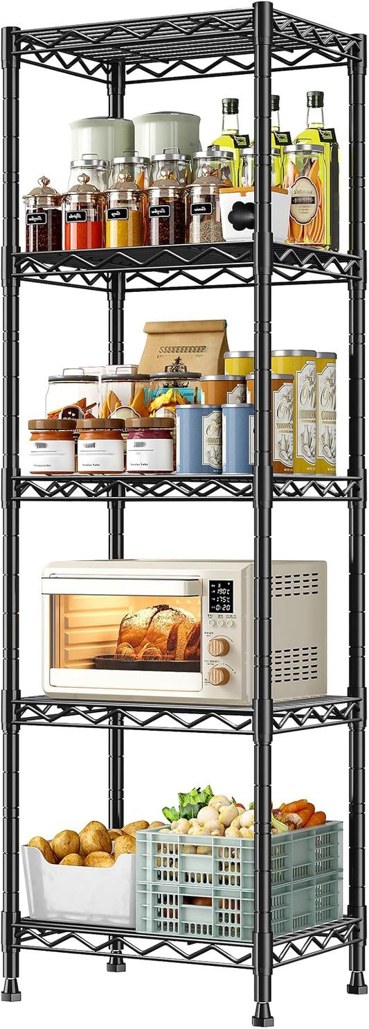5 Tier Metal Shelving Unit Wire Shelving,Storage Shelves for Small Space:Adjustable Storage Rack Standing Bathroom Shelf and Narrow Shelf for Laundry Dorm Kitchen Pantry Closet15.8"w*11.8"D*53"H