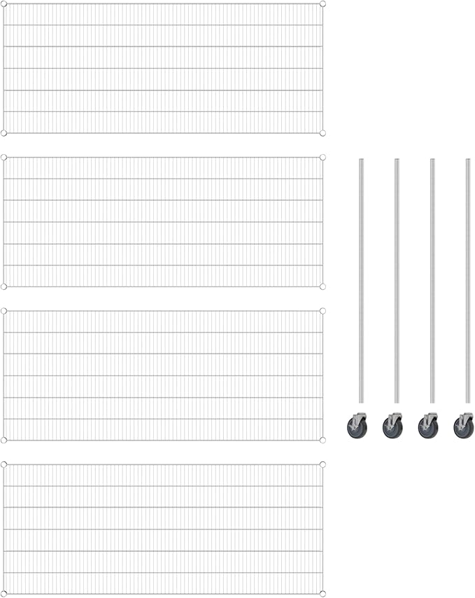 Commercial NSF Listed Chrome Mobile Wire Shelving Kit 30" x 72" x 60", with 4 Shelves Perfect for Warehouse, Walk-in Refrigerator, Freezer, Grocery Store, Restaurant, Dishroom