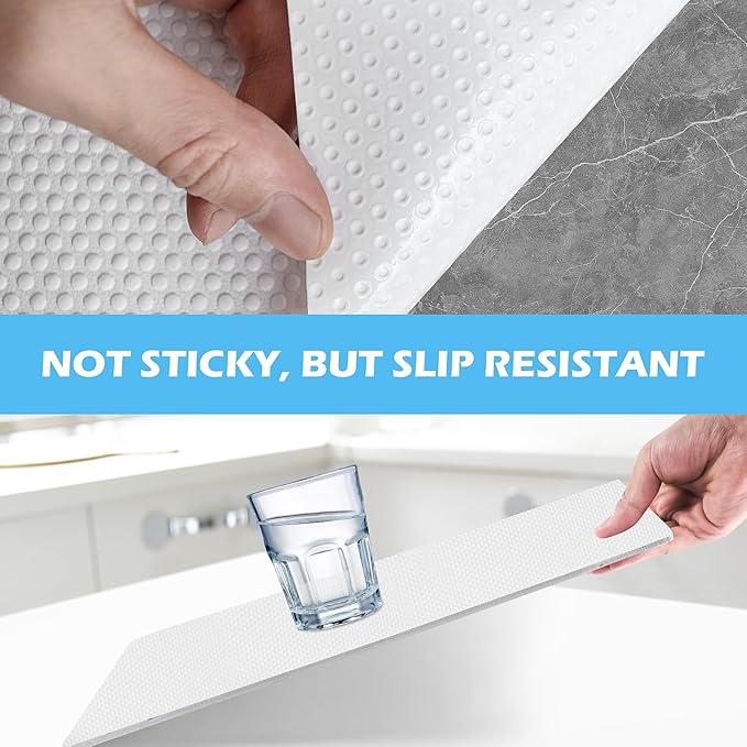 MooiFun Drawer Liners, Waterproof Shelf Liner, Anti-Slip Non-Adhesive BPA Free Kitchen Cupboard Cabinet Liner Refridge Fridge Mats Sink Protector Strong Durable for Home (White/11.8in x 10Ft)