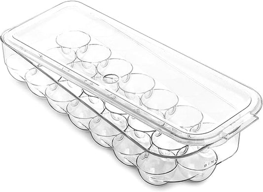 BINO Plastic Egg Container for Refrigerator - Clear, 21 Count, Sturdy, Durable