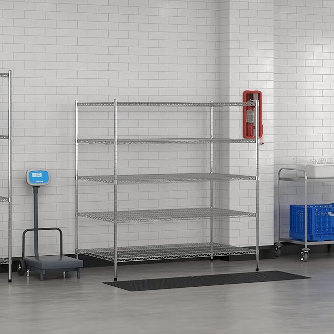 Commercial NSF Listed Chrome Stationary Wire Shelving Kit 36" x 60" x 64", with 5 Shelves Perfect for Warehouse, Walk-in Refrigerator, Freezer, Grocery Store, Restaurant, Dishroom