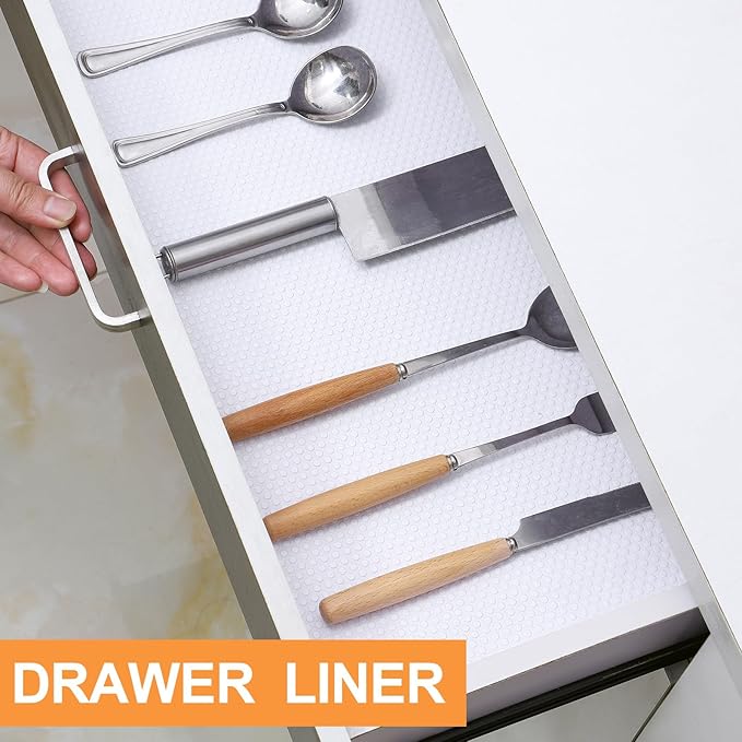 FLPMIX Shelf Liner White - Non-Adhesive Shelf Liners for Kitchen Cabinets, Waterproof Cabinet Liner, Easy to Cut Drawer Mat for Pantry, Cupboard Liner Washable 17.7" X300 Inch