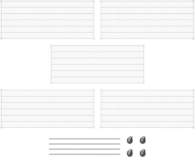 Commercial NSF Listed Chrome Mobile Wire Shelving Kit 30" x 72" x 60", with 5 Shelves Perfect for Warehouse, Walk-in Refrigerator, Freezer, Grocery Store, Restaurant, Dishroom