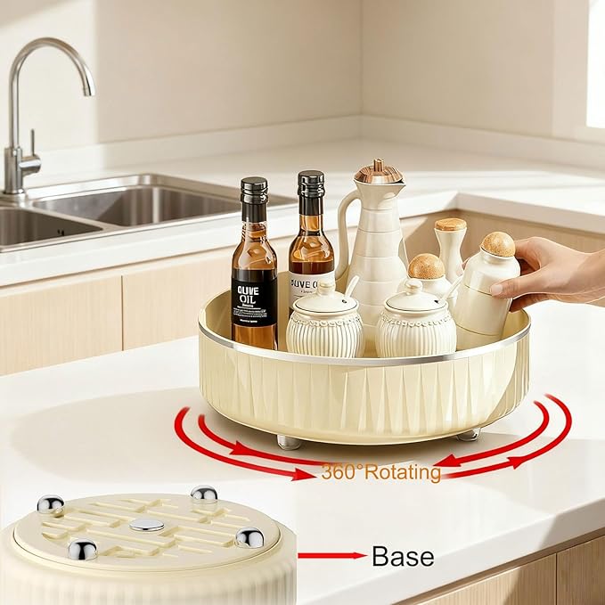 Lazy Susan Organizer,10.6in Revolving Storage Tray for Kitchen Cabinet,Refrigerator,Table Top,Pantry,Spice Seasoning Organizer,Easy to Clean