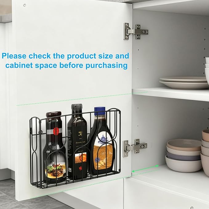 DEAYOU Kitchen Wrap Organizer Rack Wall Mount, Cabinet Door Storage Basket, Sturdy Metal Aluminum Foil Holder for Sandwich Bag, Wax Paper, Plastic Wrap, Food Bag, Cutting Boards, Black