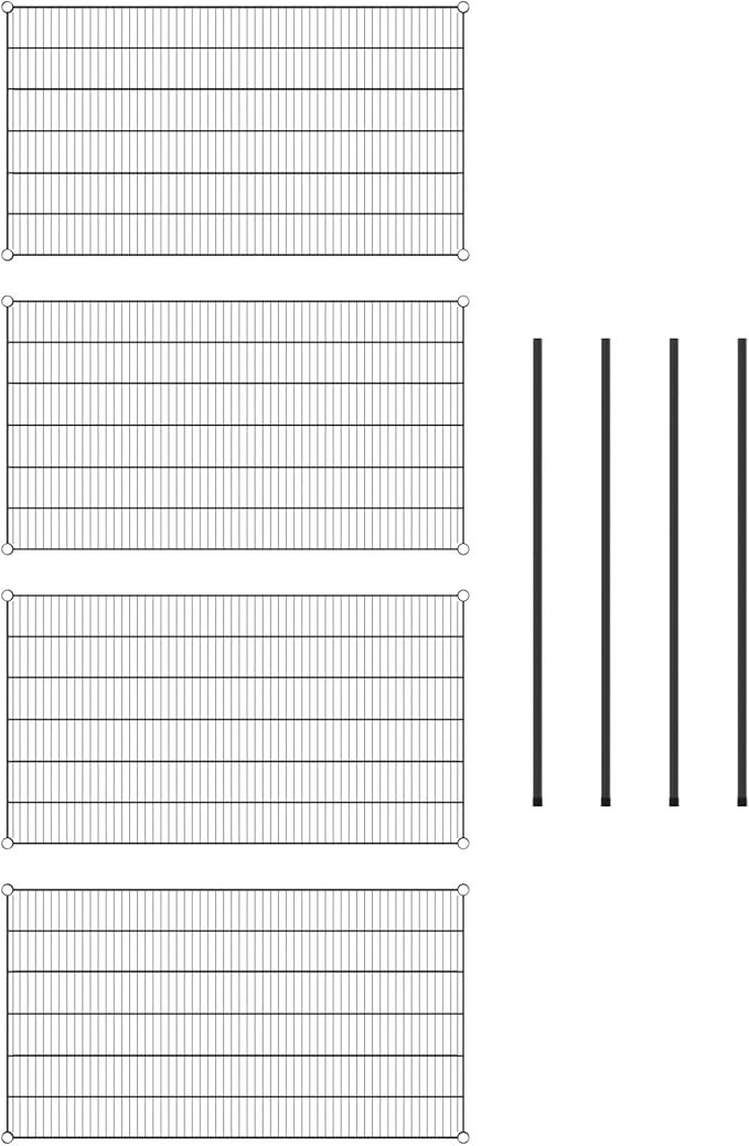 Commercial NSF Listed Black Epoxy Stationary Wire Shelving Kit 30" x 54" x 54", with 4 Shelves Perfect for Warehouse, Walk-in Refrigerator, Freezer, Grocery Store, Restaurant, Dishroom