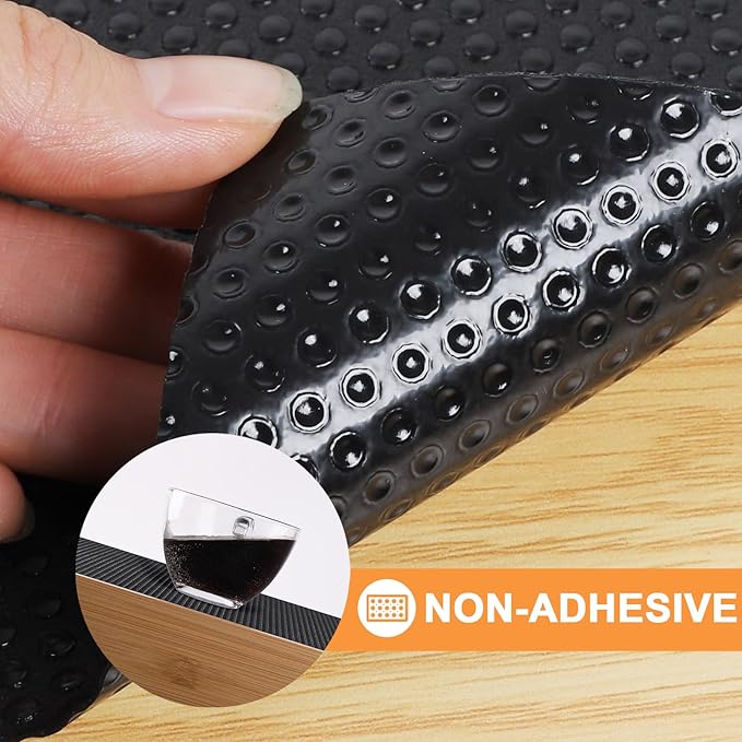 FLPMIX Cabinet Drawer Shelf Liner: Waterproof Non-Adhesive Kitchen Cabinets Liners - Easy to Cut EVA Drawer Mat for Cupboard Pantry Shelves Bathroom 12" x 120" Black