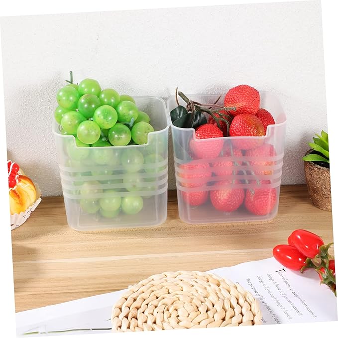 OUNONA 6pcs Translucent Refrigerator Organizer Bins for Fridge Side Door Storage for Fruits Vegetables and Spices Kitchen