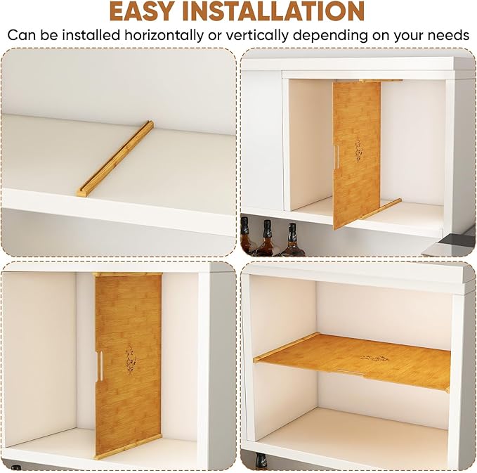 6 Set Wooden Tray Dividers for Cabinets, Kitchen Cookie Baking Sheet Organizer for Cabinet with 12 Slideways & 36 Screws, DIY Cabinet Dividers for Kitchen, Pantry, Closet, Easy to Install