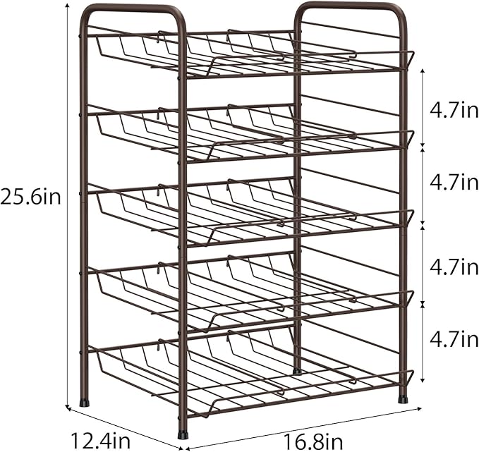 smusei Can Holders Organizer for Pantry 5-Tier Can Storage for Pantry Shelf Hold up to 60 Cans with Rack Dispenser for Countertop Kitchen Shelf, Soda Drinks, Rustic Brown
