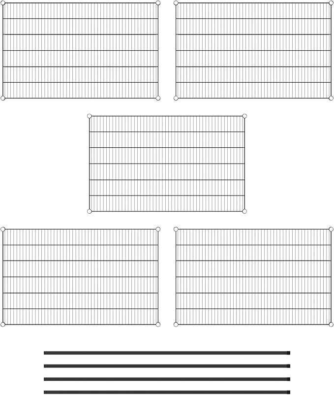 Commercial NSF Listed Black Epoxy Stationary Wire Shelving Kit 30" x 48" x 74", with 5 Shelves Perfect for Warehouse, Walk-in Refrigerator, Freezer, Grocery Store, Restaurant, Dishroom