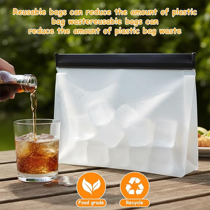 PercyEffie 12 Pack Reusable Ice Storage Bags Leak Proof Freezer Bags with Secure Zip Seal Storage Container for Travel Food Ice Food Travel Holder Container Whiskey Bourbon Cocktails