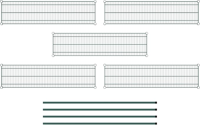 Commercial NSF Listed Green Epoxy Stationary Wire Shelving Kit 14" x 54" x 64", with 5 Shelves Perfect for Warehouse, Walk-in Refrigerator, Freezer, Grocery Store, Restaurant, Dishroom